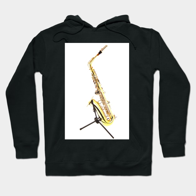 Saxophone On Stand White Background Hoodie by tommysphotos